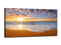 Beach Sunrise Wall Art Canvas Prints - Colorful Ocean Seascape, 48x24 Inches, Ready to Hang