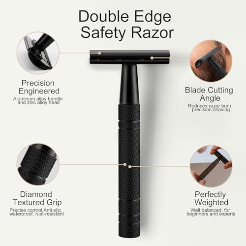 Matte Black Safety Razor - Reusable Single Blade Razor for Men & Women