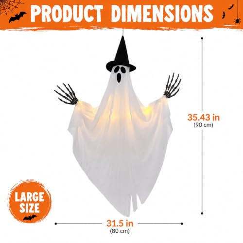 LED Halloween Ghost Decoration Outdoor Indoor 31.5 x 35.43 in Spooky Yard Decor