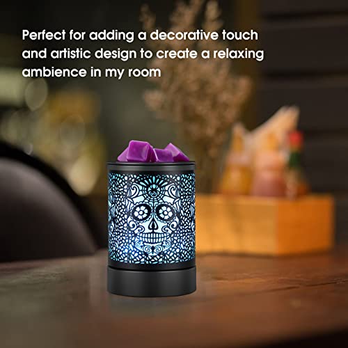 Skull Timer Fragrance Wax Melts Warmer with 7-Color LED Lights - Gothic Home Decor