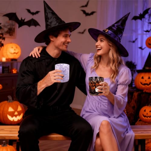 Halloween Icon Glass Cups Set - 16oz Ghost Witch Bat Juice Cups - Variation of THIS listing