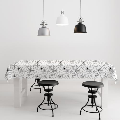 White Spider Web Halloween & Christmas Plastic Table Cover - 54 x 108 in - 2 Pack
