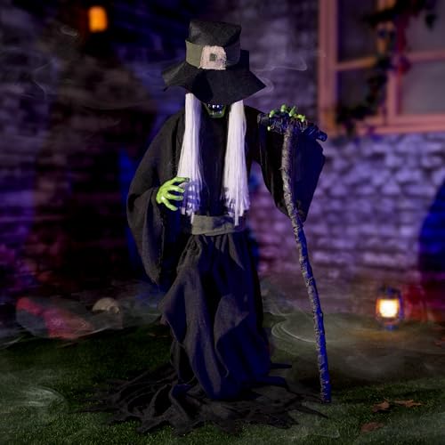 Jump-Scare Witch Halloween Animatronic Decoration - Sound Activated, Red Eyes, Spooky Indoor/Outdoor Prop - Variation of THIS listing