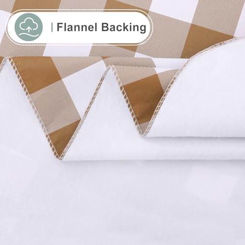 Misaya Waterproof Vinyl Rectangular Table Cloth 102x60 Inches Brown & White