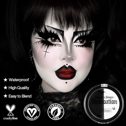 Black and White Face Paint Makeup - Gothic Full Coverage Body & Stage Paint - Variation: White Black