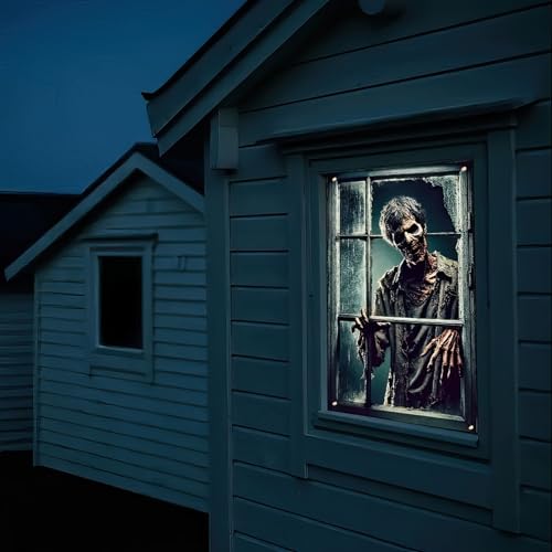 Halloween Creepy Skeleton Banner for Windows - Spooky Seasonal Decor