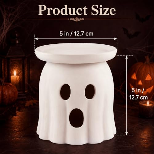 Ghost Shaped Halloween Candle Holders - Terracotta Table Decor - Set of 2