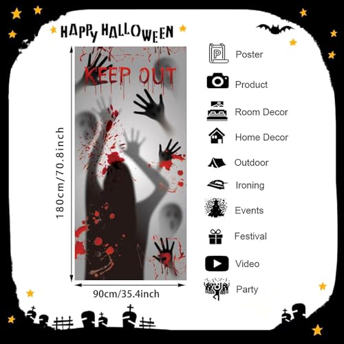Halloween Bloody Door Banner - Horror Scene Decor for Doors & Walls