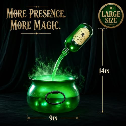 Halloween Floating Potion Cauldron with Mist Maker and Green Glow