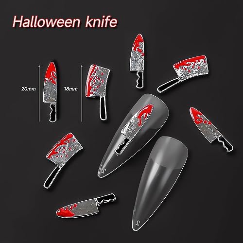 Halloween Blood Knife Nail Charms Set - 20Pcs 3D Metal Nail Art Decorations with Variation Charm-4
