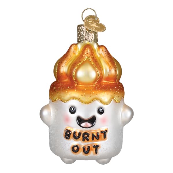 Old World Christmas Burnt-Out Marshmallow Glass Ornament for Christmas Tree - Handcrafted Holiday Decoration