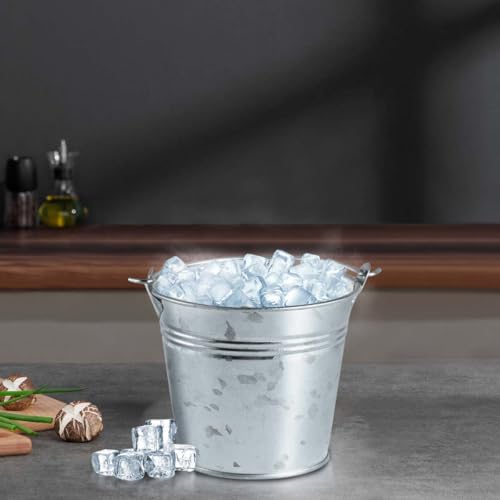 8 Pack Galvanized Metal Buckets with Handle - 5 x 3.5 Inch Rustic Plant, Party, Storage