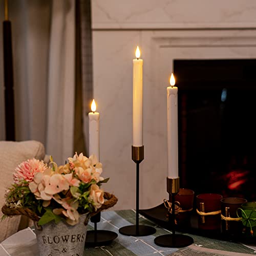 Homemory 12 Pcs White Flameless Taper Candles with Remote Timer - Safe Indoor LED Candlesticks, 9.6 Inches
