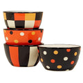 Halloween Ceramic Dessert & Snack Bowls - Set of 4, 5.5-inch Spooky Tableware