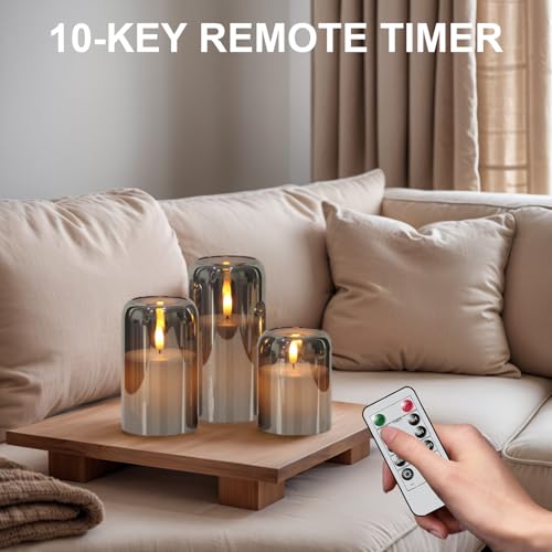 GenSwin Black Glass LED Flameless Candles with Remote & Timer – Romantic Home Decor