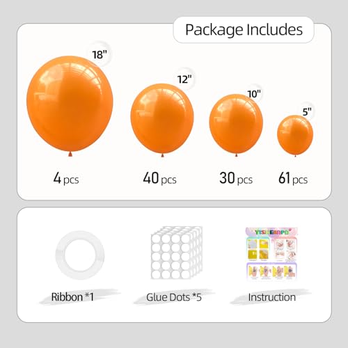 Burnt Orange Balloon Arch Kit - 135 pcs for Birthday, Baby Shower, Wedding & Party - Variation 49
