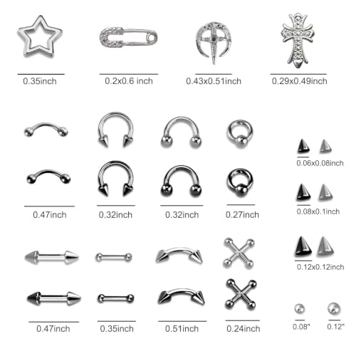 Punk Series Goth Nail Charms Set - Silver & Black Metal Nail Studs, 300+ Pieces