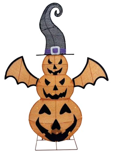 Outdoor 3-Tier Lighted Jack-O-Lantern Pumpkin Halloween Decor