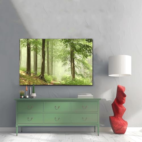 Serene Foggy Forest Canvas Wall Art - Tree & Mountain Landscape, 24x36 Inches