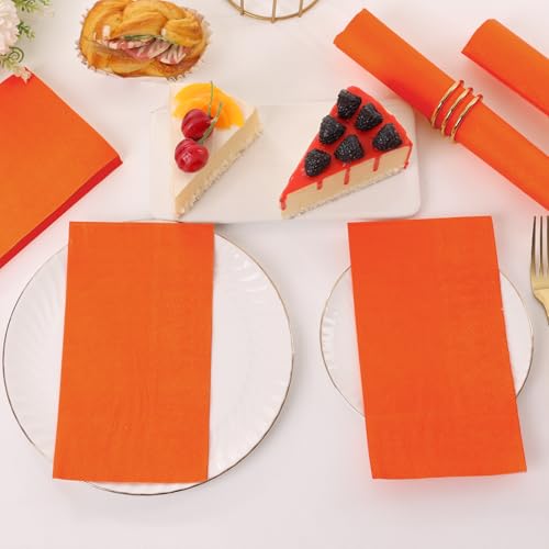 Disposable Orange Paper Napkins 100 Pcs for Parties & Events - Joy Akkess
