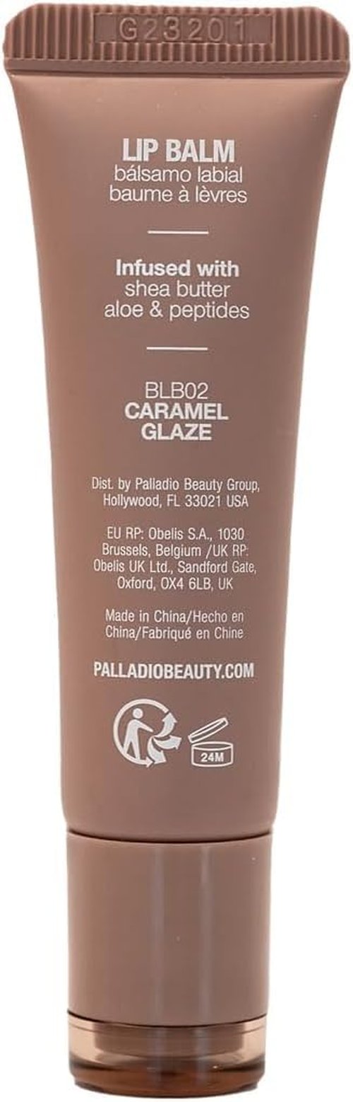 Palladio Butter Balm - Hydrating Lip Balm with Sheer Tint, Aloe, Peptides, Shea Butter, and Vegan Formulation for Instant Moisture, Shine, and Soothing Lip Care, Caramel Glazed