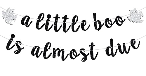 Halloween Baby Shower Banner - 'A Little Boo is Almost Due' Decoration, Fall Themed Party Decor