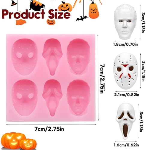 Halloween Skull Silicone Mold - 3D Movie Character Design, Pink, Style 1