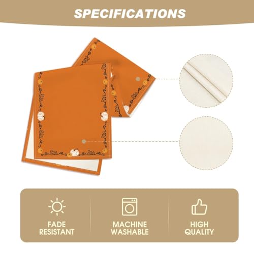 Orange 13x90 Inch Fall Table Runner - Polyester Home Decor for Party & Dining