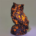 Yooperlite Owl Skull Crystal Figurine Hand Carved Natural Stone Reiki Healing Decor - Black Owl Skull with Fluorescent Glow - 2.3 Inch