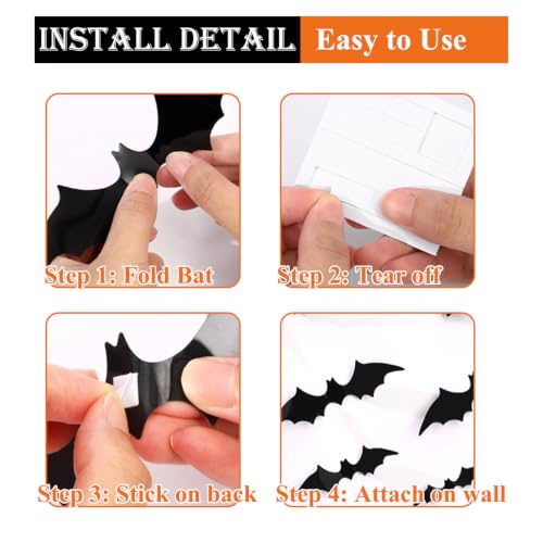 Halloween Black Bat Ghost Banner & Garland Set - Indoor Party Decorations