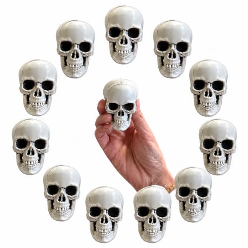 Mini Skull Halloween Decorations for Crafts & Party Decor - Set of 12