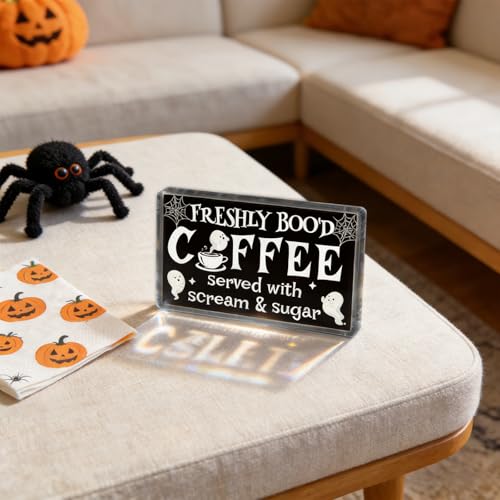 Halloween Office Desk Sign Acrylic Decor Spooky Ghost Party Accessory