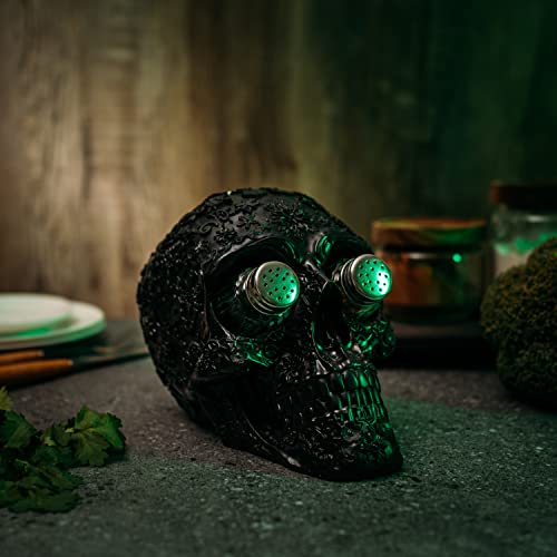 Skull Salt & Pepper Shaker Set - Halloween Kitchen Decor, Ceramic Spice Organizer