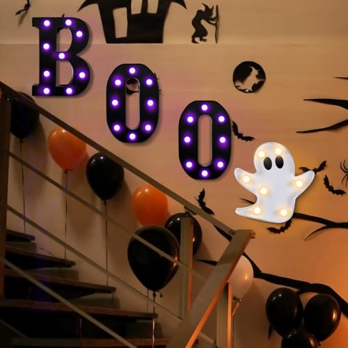 Indoor Halloween LED Marquee Lights Sign with Ghost and BOO Letters