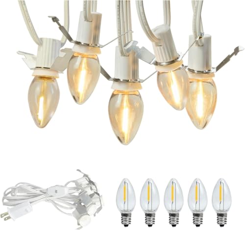 USB-Powered LED Christmas Village Lights with C7 Blow Molded Cord - 5 Bulbs