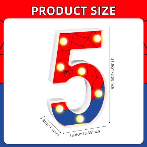 Spider Birthday Party Decoration - 5th LED Number Lights for Kids Party