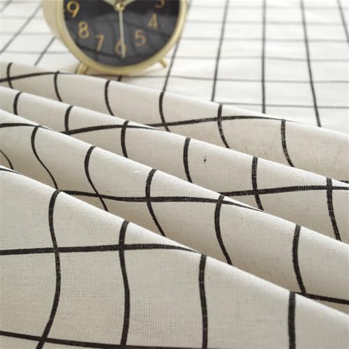 Rectangle Linen Tablecloth 23x23 Wrinkle-Resistant Washable White Checkered Dining Cover - C-White Plaid