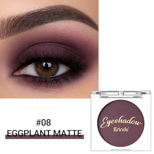 Erinde Eggplant Matte Single Eyeshadow - Deep Dark Mauve Purple for Mature Eyes