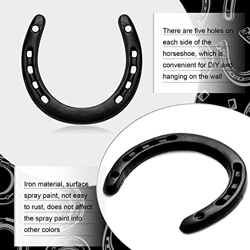Black Horseshoe Wall Decor Set - 40 Cast Iron Lucky Horse Shoes for Weddings & Parties - 4.53 x 4.33 Inch