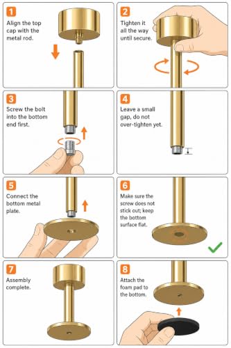 Gold Hurricane Taper Candle Holders Set of 6 - Brass & Ribbed Glass Centerpieces for Wedding & Home Decor