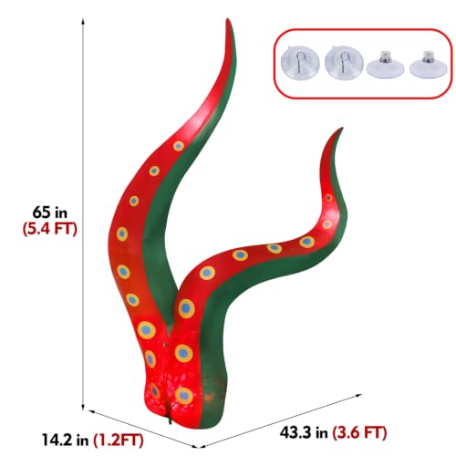 Juegoal 1 Pack Halloween Inflatable Octopus Tentacle Outdoor Decor - Lighted, 3.6ft Long