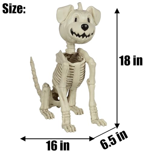 18-Inch Pumpkin Skeleton Dog Decoration for Halloween Yard & Indoor Decor