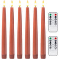 Velsyn Fall Decor Flameless Taper Candles with Remote - 6 Pack, Terracotta Variation