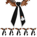 Halloween Ghost Wreath Sash Set - Black Scalloped Front Door Decor, 6 Pieces, Ghost Pattern