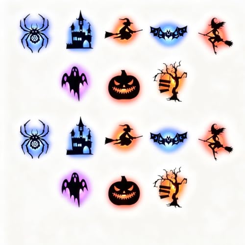 Halloween LED Wall Lights 16-Pack Silhouette 3D Bat Ghost Pumpkin Decor