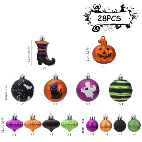 Halloween Assorted Hanging Tree Ornaments Set - 28pcs Indoor Decorations - Spooky & Fun