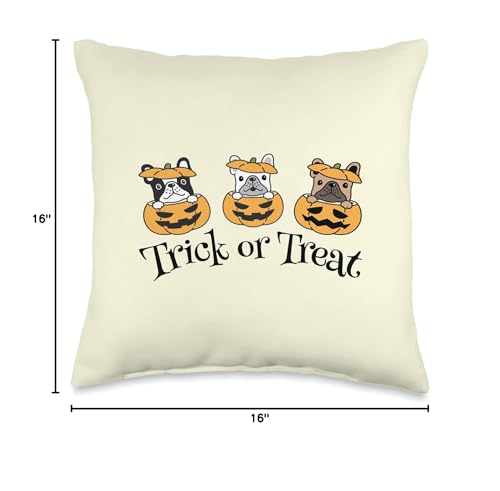 Halloween Frenchie Throw Pillow 16x16 - Dog Lover Home Decor