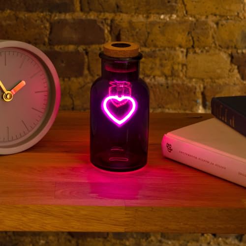 Love Potion Neon Heart Glass Bottle - Pink Cordless Table Lamp & Bedroom Decor - Variation of This Listing