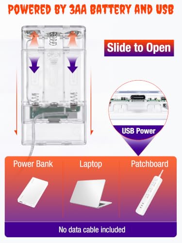 Halloween Fairy Lights 2 Pack - Battery & USB Powered, Timer, Dimmable, Orange Purple