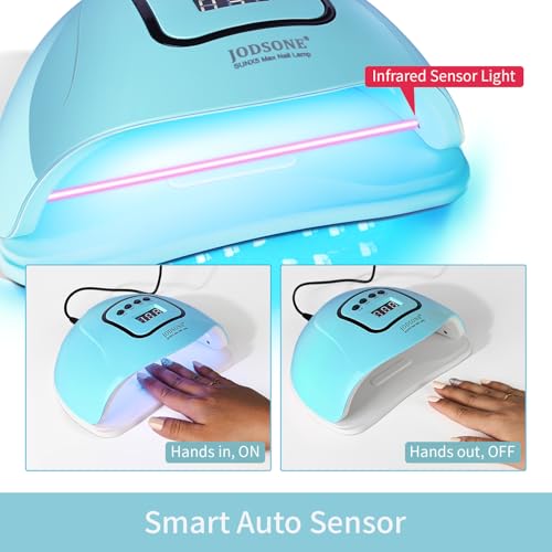 Blue UV LED Nail Lamp with Auto Sensor & 4 Curing Modes - Fast Gel Dryer for Home & Salon